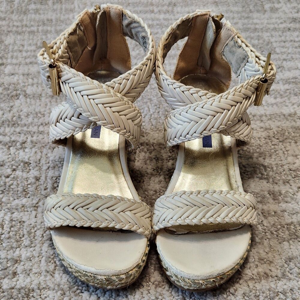 Stuart Weitzman girl Akilah Sparkle Off-White Wedge Espadrille Sandal size 12 - Picture 3 of 10